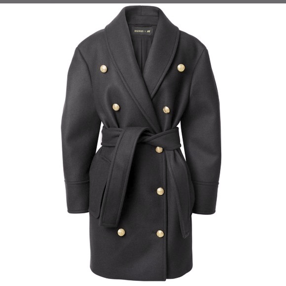 Balmain x H&M dark navy double breasted wool coat with gold buttons Size 4 - Picture 3 of 11